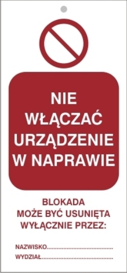 nie włączać urządzenie w naprawie (szerokość 75mm, długość 160mm, grubość 0,7mm)