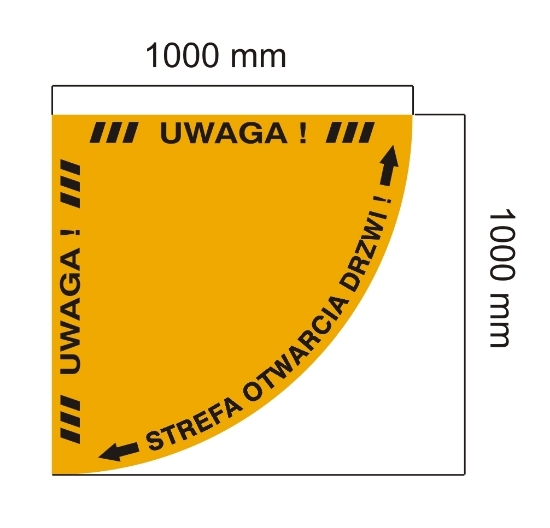 Obrazek STREFA OTWARCIA DRZWI ¼ koła 100 cm