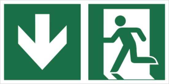 Obrazek Znak podwieszany łączony wyjście ewakuacyjne ze strzałką DDL 400x200 mm