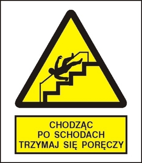 Ostrzeżenie przed niebezpieczeństwem upadku na schodach