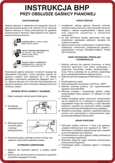 Obrazek Instrukcja BHP przy obsłudze gaśnicy pianowej (422-208)