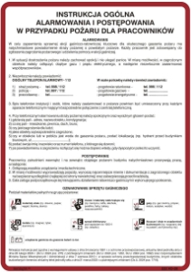 Obrazek dla kategorii (222-20) Instrukcja ogólna alarmowania i postępowania w przypadku pożaru dla pracowników