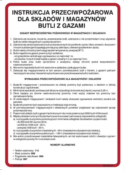 Obrazek Instrukcja PPOŻ dla składów i magazynów butli z gazami technicznymi (222-24)