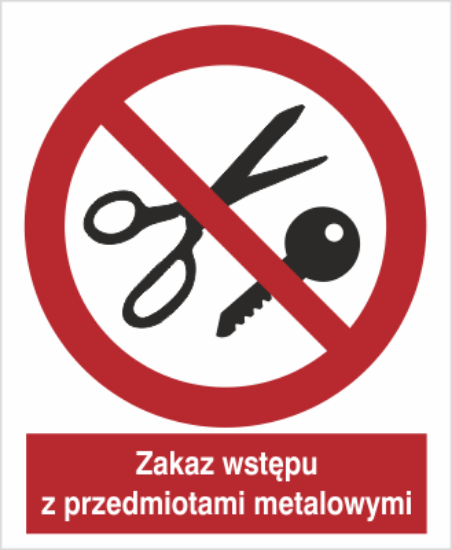 Obrazek Zakaz wstępu z przedmiotami metalowymi (8622XC)