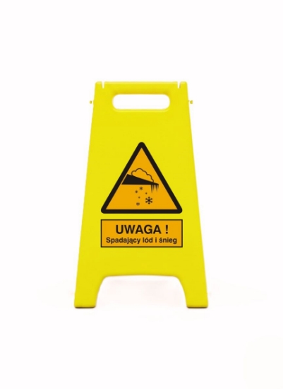 Obrazek Potykacz ze znakiem: uwaga! spadający lód i śnieg (348)