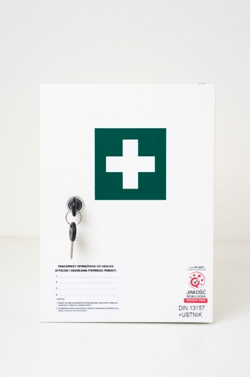 Obrazek Stalowa apteczka ścienna "30" z wyposażeniem DIN 13157