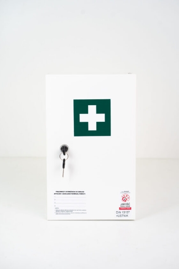 Obrazek Stalowa apteczka ścienna "40" z wyposażeniem DIN 13157