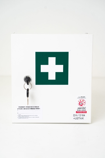 Obrazek Stalowa apteczka ścienna "20" z wyposażeniem DIN 13164