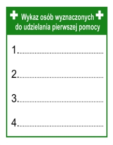 Obrazek dla kategorii Znak Wykaz osób wyznaczonych do udzielania pierwszej pomocy (509)