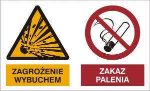 Obrazek dla kategorii Znak Zagrożenie wybuchem. Zakaz palenia (221-10)
