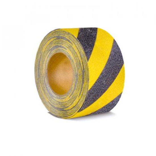 Obrazek Taśma antypoślizgowa podstawowa żółto-czarna rolka 75 mm x 18.3 m